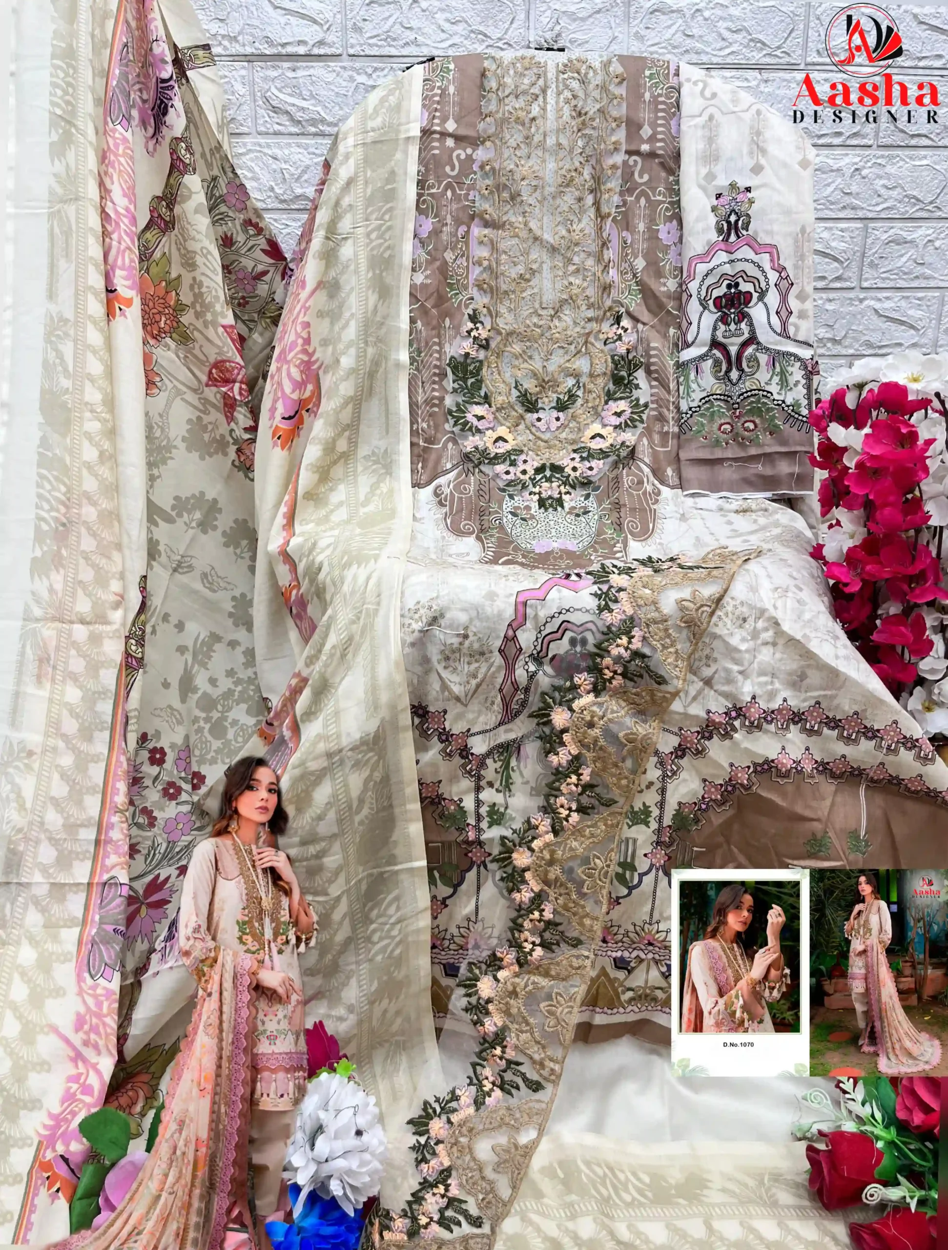 Aasha Designer Needle Wonder Vol 8 Pure Cotton Print Wholesale Pakistani Salwar Suit Catalog — Wholesale Salwar Suits, MPA wholesale from Surat - Gallery Image 3